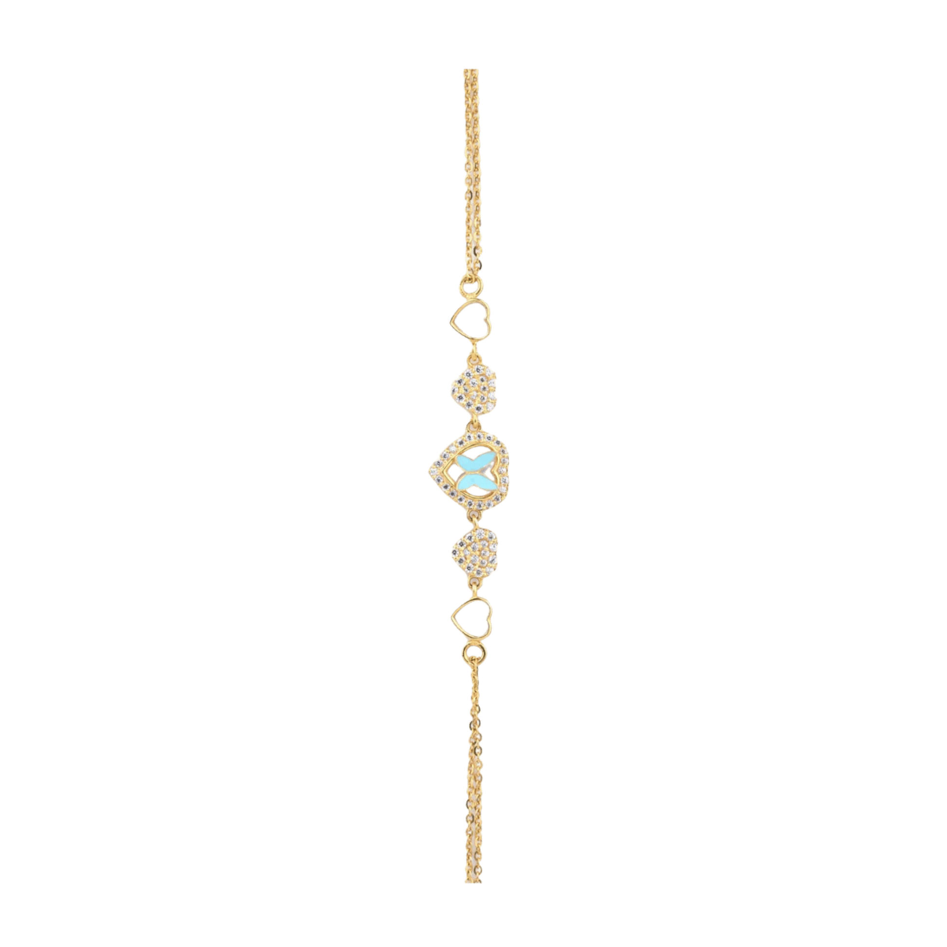 Aqua Stone Heart Gold Bracelet - Ethnic & Modern (N_MB3)