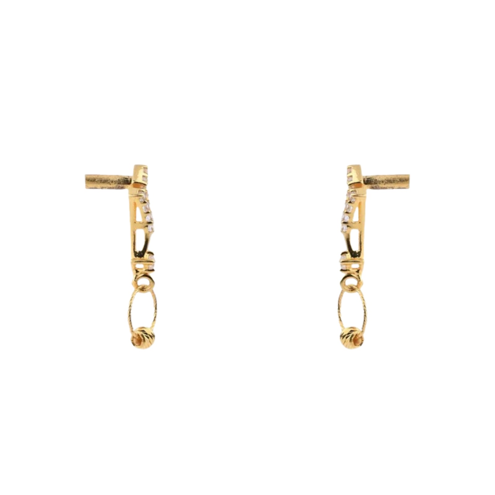 Contemporary Gold Drop Necklace Set with Diamond Accents – Designer Festive Jewellery (N_FN2) - Image 3