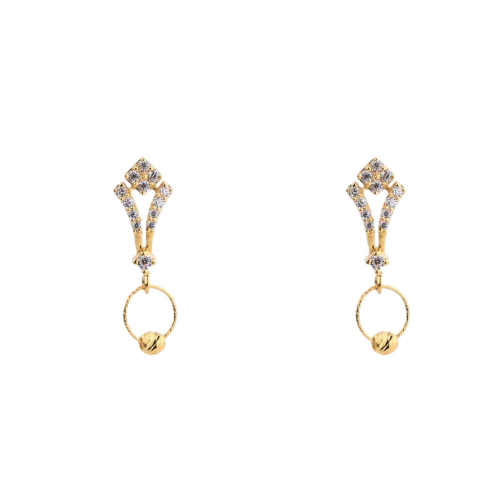 Contemporary Gold Drop Necklace Set with Diamond Accents – Designer Festive Jewellery (N_FN2) - Image 2