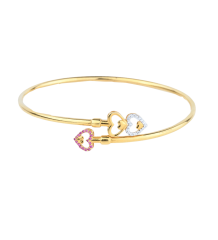 Light Weight Trio Heart Diamond & Ruby Gold Bangle in Coimbatore