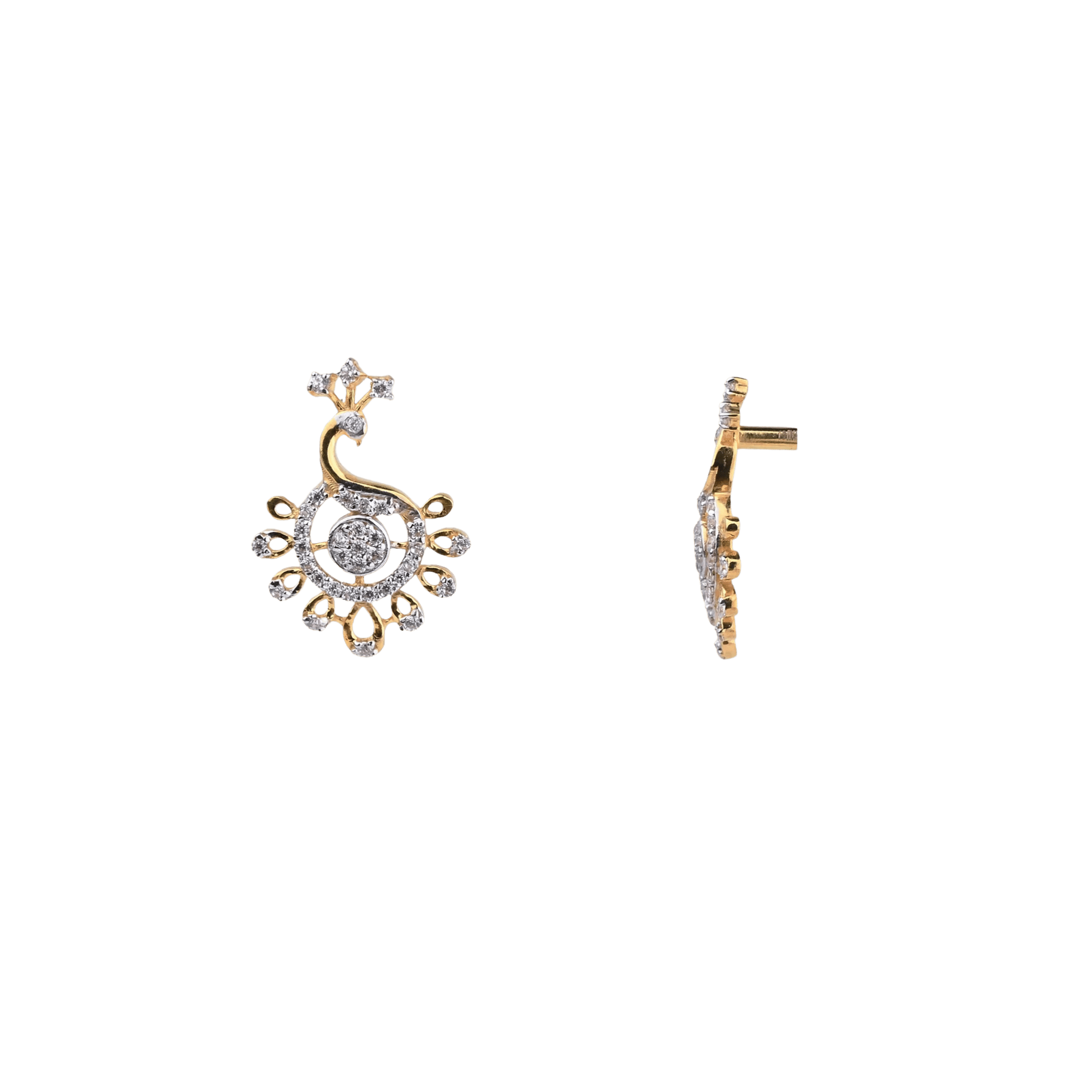 Peacock Inspired Diamond Finish Gold Necklace Set (1/52849) - Image 3