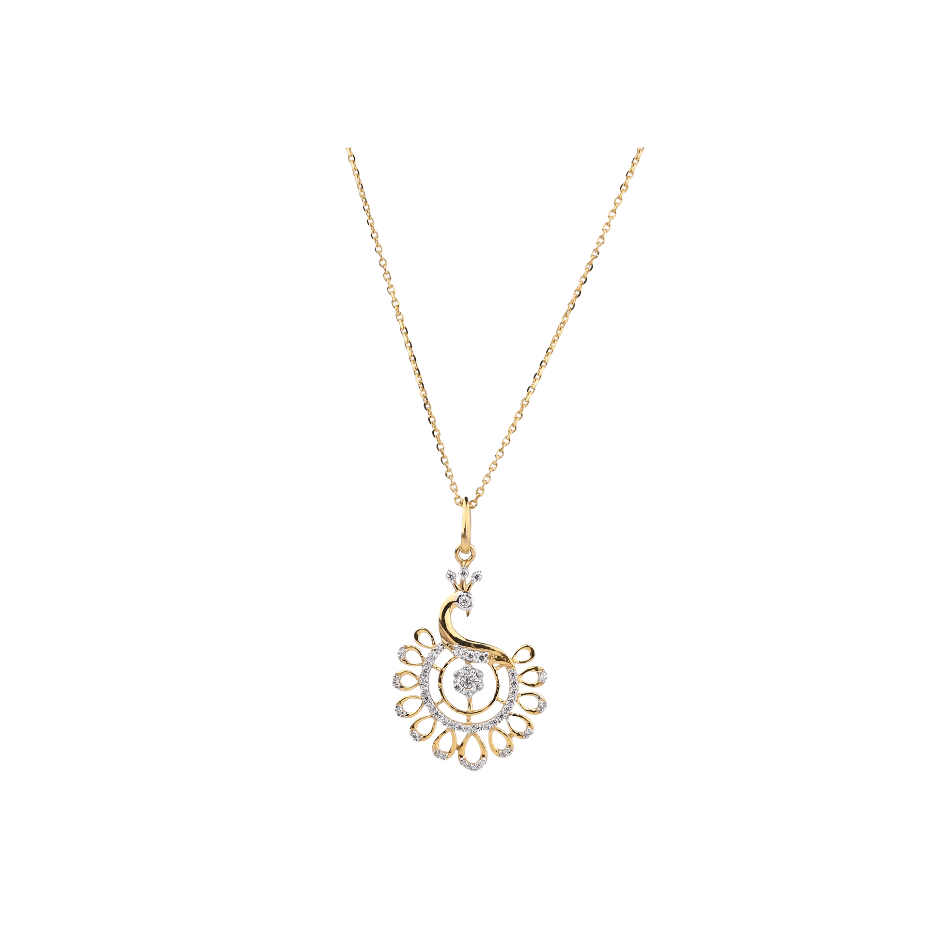 Peacock Inspired Diamond Finish Gold Necklace Set (1/52849) - Image 7