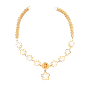 Filigree Floral & Leaf Gold Necklace – Traditional Ethnic Designer Jewelry (CR_NK5)