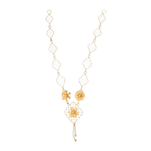 Floral Filigree Gold Necklace – Traditional Designer Necklace with Blossom Details (CR_NK8)